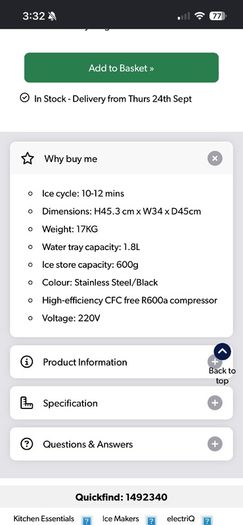 Electriq Ice Machine