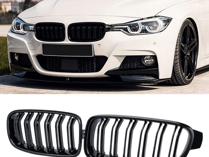 BMW F30 F31 F35 3 Series 2012-2017 Kidney Twin Grill Grille Gloss Black Dual Line