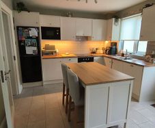 Complete Cream Gloss Kitchen + Island & Appliances