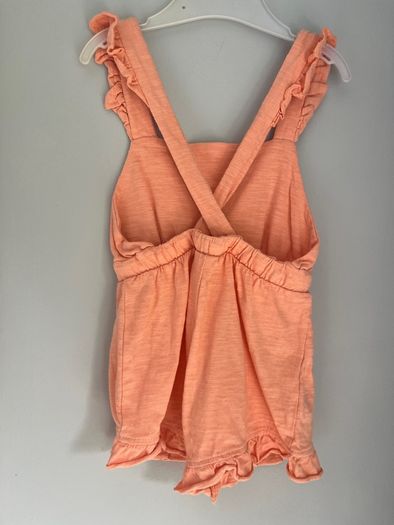 Mango baby cotton shorts peach jumpsuit Sz 12-18mths EUC