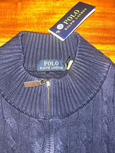 Polo Ralph Lauren Cable Knit Zip Cardigan Navy Blue