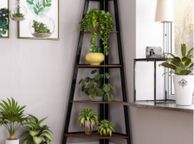 main image for ad 5 Tier Rustic Corner Bookshelf Small Bookcase Plant Stand for Living Room