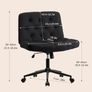 Mid-Back Cross-legged Desk Chair, Vanity Chair Dressing Table With Armless Seat for Home Office, Living Room, Bedroom Black Image 4