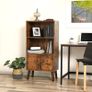 _Retro Bookcase with 2 Shelves and Cabinet Doors Living Room Cabinet Retro Furniture for Living Room, Foyer, Office, Storage for Books Photos Decoration Wood Effect Image 3