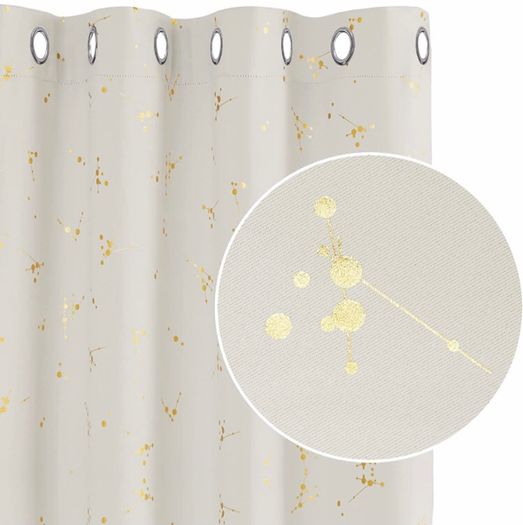 Eyelet Curtains, Blackout Curtains, Gold Constellation Printed Curtains Thermal Insulated Curtains for Bedroom (MULTIPLE COLOURS/SIZES)