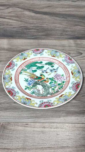 Qianlong Chinese Antique Plate 10 Inch 26cm Paradise Birds Flowers