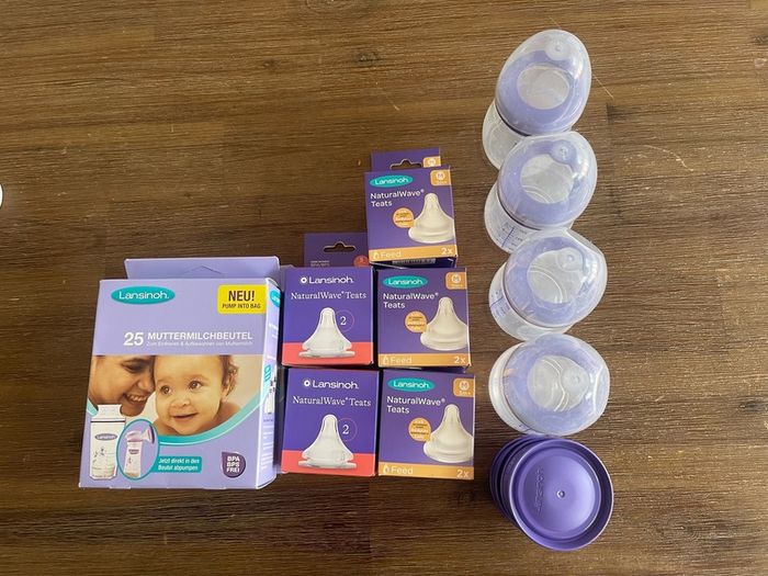 Brand new lasinoh teets, storage bags for baby bottle feeding, combination feeding