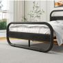 King Size Bed Frame with Headboard,150x200 Oval-Shaped Platform Bed Frame with Under-Bed Storage,Steel Slats Mattress Foundation Round Pipe Design,Black Image 6