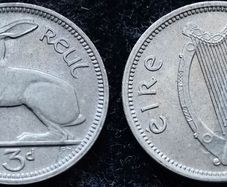 [#422] - Ireland 1967 | 3 Pence | Irish 3d | Hare | KM.12a | MS