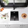 Black Kitchen Sink, 30X40CM Small Sink Stainless Steel Single Bowl, BoomHoze Outdoor Campervan with Overflow, Drainer Fittings, Undermount, Top Mount, Drop in Flushmount Installation, Black Image 2