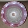 Vintage Frosted Matt Glass Shade with Etched Flowers & Cranberry Tinted Edge Image 4