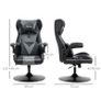 Gaming chair, height-adjustable & swivel, faux leather upholstery, flip-up armrests, Black+Gray Image 2