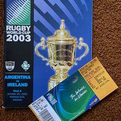 2003 Argentina v Ireland - Rugby World Cup Pool A Programme & Ticket