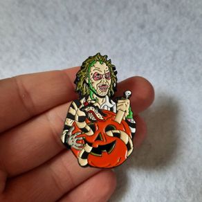 BEETLEJUICE Enamel Pin Badge Horror Film Goth Halloween Tim Burton Michael Keaton