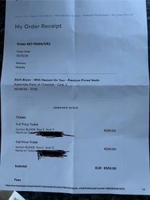 Zach Bryan premium tickets x 2