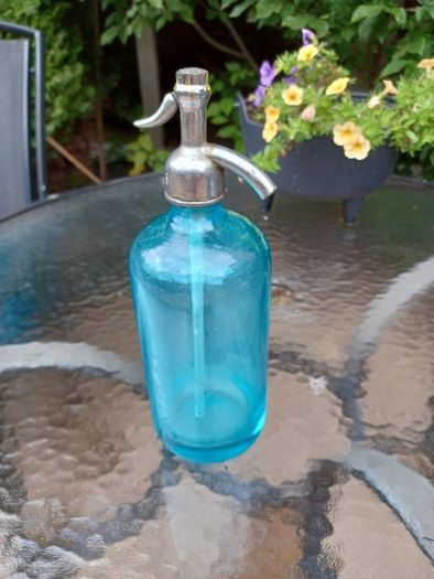 Antique, soda syphon, Coloured,Blue Bottle ,Pub Memorabilia