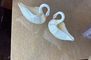 Vintage Beleek pair of swans