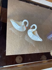 Vintage Beleek pair of swans