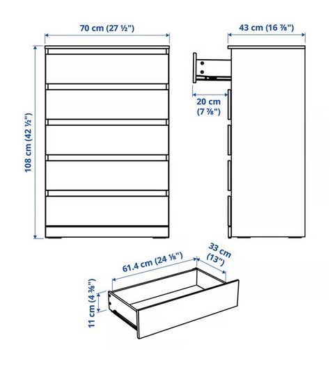 Ikea Lillberget Chest of 5 Drawers