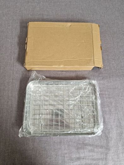 Small Stainless Steel Roasting Tray Oven Pan Dish Baking Roaster Tin Grill Rack