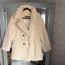 Zara Faux Fur Shearling Coat Ecru/Beige Size L Image 4
