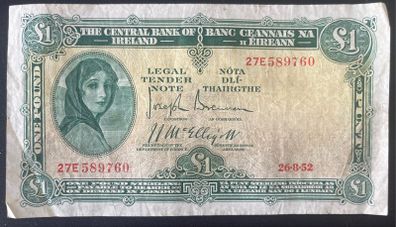 Ireland 26.8.52 1 Pound Lady Lavery Banknote