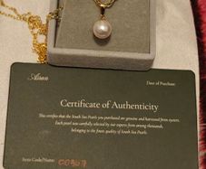 Genuine White South Sea Pearl Pendant boxed with Certificate