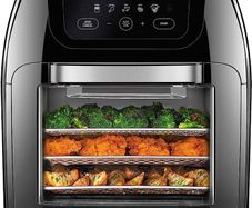 Multifunctional Digital Air Fryer+ Rotisserie, Dehydrator, Convection Oven, 17 Touch Screen Presets Fry, Roast, Dehydrate, Bake, XL 10L Family Size, Auto Shutoff, Large Easy-View Window