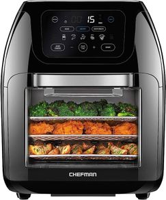 Multifunctional Digital Air Fryer+ Rotisserie, Dehydrator, Convection Oven, 17 Touch Screen Presets Fry, Roast, Dehydrate, Bake, XL 10L Family Size, Auto Shutoff, Large Easy-View Window