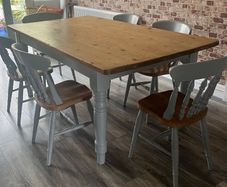 : Large Reclaimed Wood Dining Table & 6 Chairs (Fa