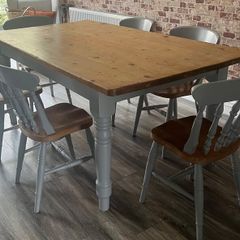 : Large Reclaimed Wood Dining Table & 6 Chairs (Fa
