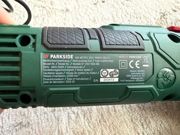 Parkside Oscillating Multi-Tool (model PMFW 250A1)