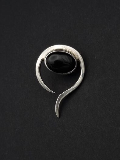 Jet Sterling Silver Abstract Pendant