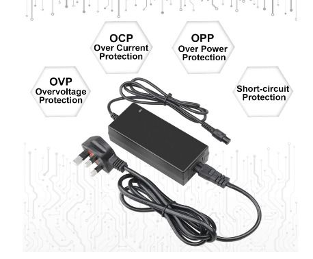 Scooter Charger 42V 2A AC Power Adapter Battery Charger for Electric Self-Balancing Scooter, Two Wheel Smart Drifting Board, Electric Scooters, Segway Hoverboard UK Universal Charger 3 pin
