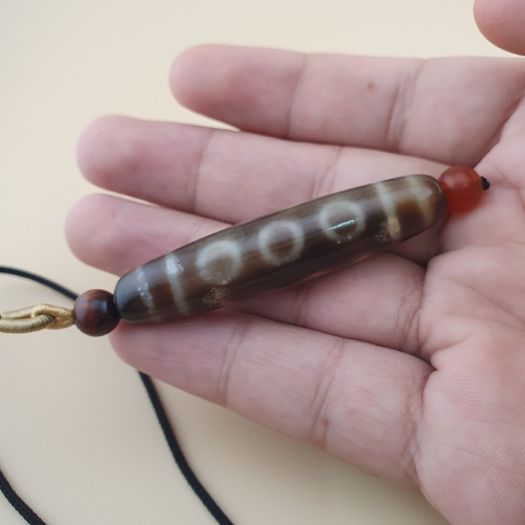 Vintage 5 Eyes Himalayan Tibetan Agate Dzi Bead Amulet