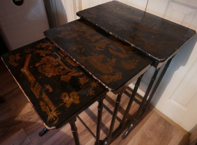 Three Antique Chinese Lacquered Tables - Side Tables