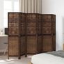 Room Divider 6 Panels Dark Brown Solid Wood Paulownia Image 3