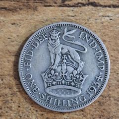 Great Britain UK 1934, One Shilling, George V, Silver Coin - free standard postage