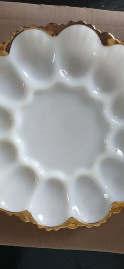 Mid-century Anchor Hocking Milk Glass Deviled Egg Plate
