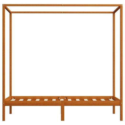 Canopy Bed Frame Honey Brown Solid Pine Wood 90x200 cm