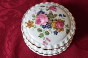 Crown Fine Bone China Gold Gilt Floral Spray Jewelry Trinket Box / Dish With Lid Made In England
