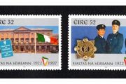 1997 Ireland 75th Anniversary of the State (32p Parliament/ Irish Flag &amp; Soldiers/ UN Flag + 52p Four Courts &amp; Garda) Commemorative Stamps Mint Never Hinged (MNH)