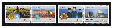 1997 Ireland 75th Anniversary of the State (32p Parliament/ Irish Flag & Soldiers/ UN Flag + 52p Four Courts & Garda) Commemorative Stamps Mint Never Hinged (MNH)