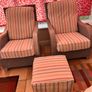 Grey rattan conservatory chairs & foot stool Image 3