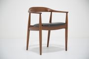 Vintage Danish Black Leather and Teak Desk Chair by Illum Wikkelso for N. Eilersen, 1960s.