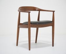 Vintage Danish Black Leather and Teak Desk Chair by Illum Wikkelso for N. Eilersen, 1960s.