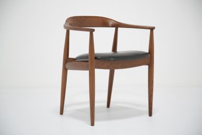 Vintage Danish Black Leather and Teak Desk Chair by Illum Wikkelso for N. Eilersen, 1960s.