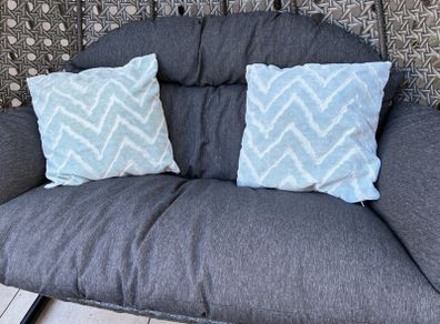 Two cushions duck egg blue colour