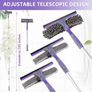 Window Squeegee Cleaning Equipment Kit, Long Handle Extendable Telescopic Glass Cleaner Brush with 7 Extension Pole - 105 inch, Bendable Head Scraper  Scrubber Tool Image 2
