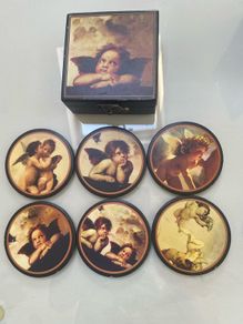 coasters angel art with matching storage box